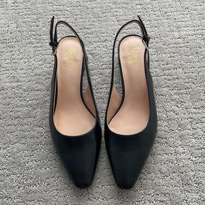 Franco Sarto Jacer Slingback Pumps in Black Leather Size 8M